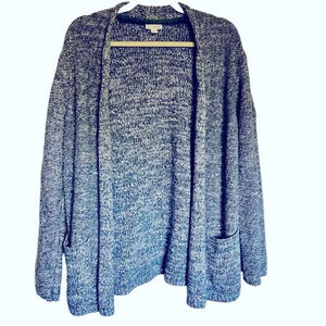 J. Jill Pure Jill Blue‎ White Knit Open Front Cardigan Sweater Size Medium